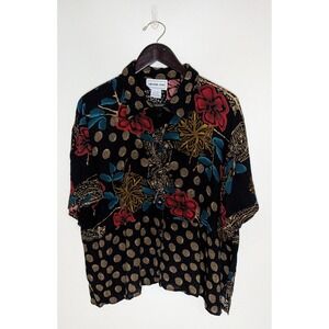 VTG California Krush Women 2X Floral Medallion Blouse Top Artsy Boho